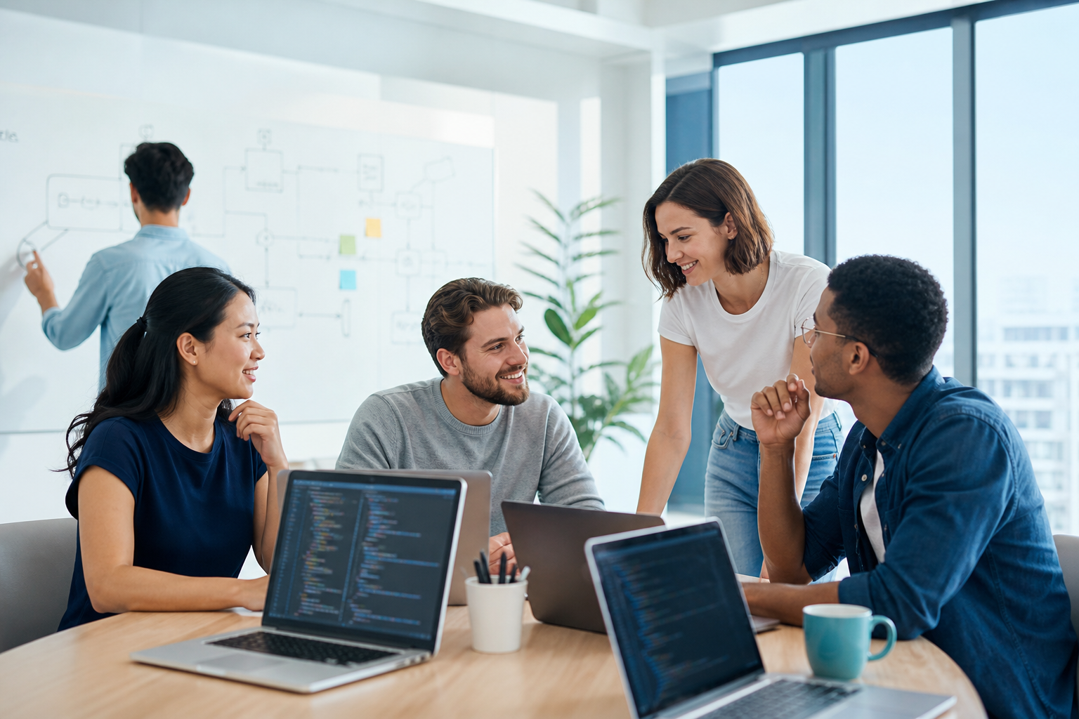 CELSTARTAB technology professionals collaborating in a bright modern office